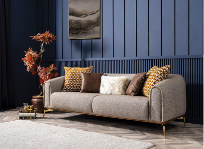 Dreisitzer Sofa 3 Sitzer Sofas Design Modern Stoff Grau Wohnzimmer